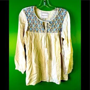 BEAUTIFUL STORIES ash grey blouse with grey and blue embroidery